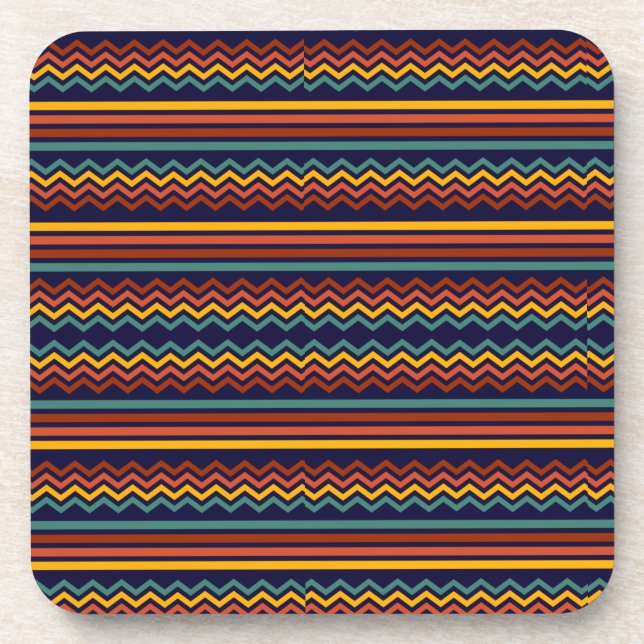 1970s retro vintage stripes and zigzag coaster (Front)