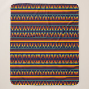 1970s retro vintage stripes and zigzag sherpa blanket