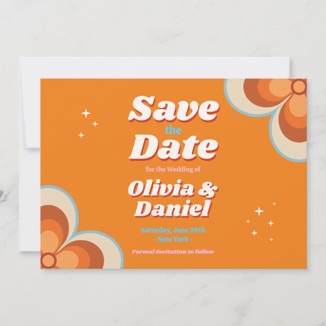 1970s Save The Date Wedding Retro Vintage  (Front)