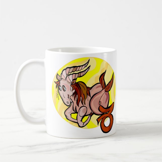 1970s style Capricorn Painting with Symbol Coffee Mug (Left)
