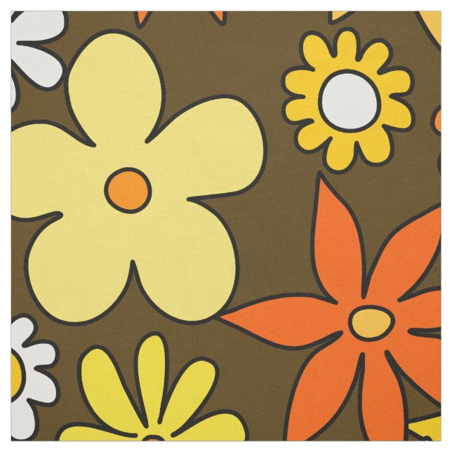 1970s Style Floral Pattern Fabric (Swatch)