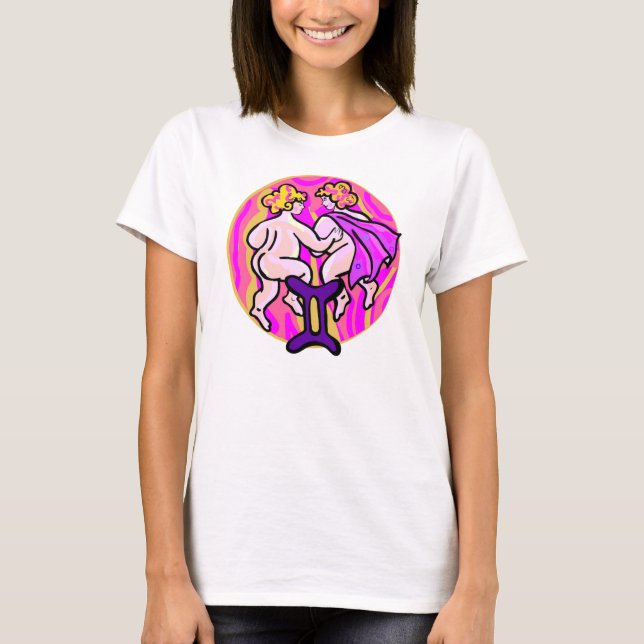 1970s style Gemini Painting with Symbol T-Shirt (Front)