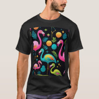 1970's Style Groovy Abstract Flamingos