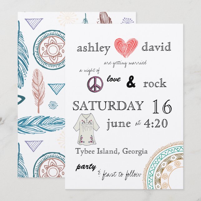 1970s themed wedding invitation (Front/Back)