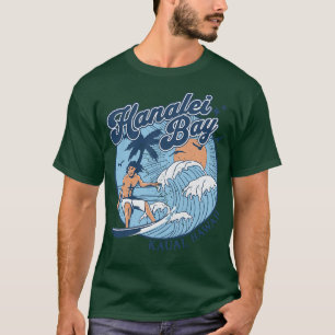 1970s Vintage Surfing Hanalei Bay Kauai Hawaii Ret T-Shirt