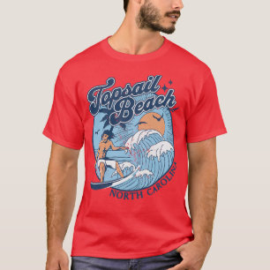 1970s Vintage Surfing Topsail Beach North olina Re T-Shirt