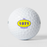 1971 50th Birthday Yellow Name Any Year Golf Balls
