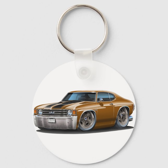 1971-72 Chevelle Brown-Black Car Key Ring (Front)