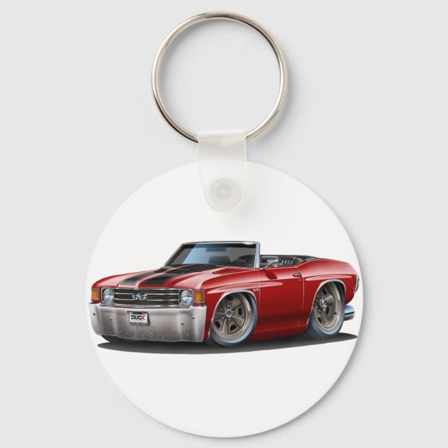 1971-72 Chevelle Maroon-Black Convertible Key Ring (Front)