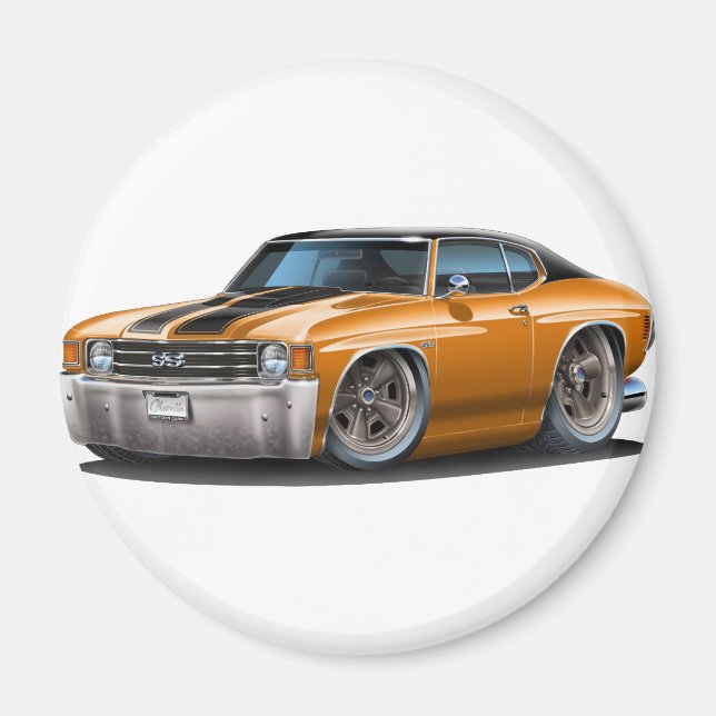 1971-72 Chevelle Orange-Black Top Car Magnet (Front)