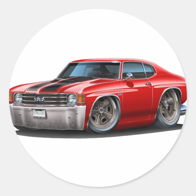 1971-72 Chevelle Red-Black Car Classic Round Sticker (Front)
