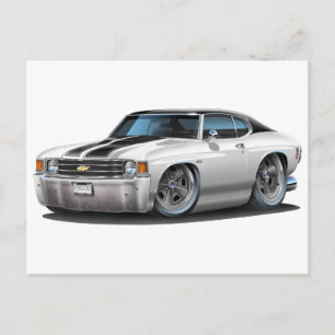 1971-72 Chevelle White-Black Top Car Postcard