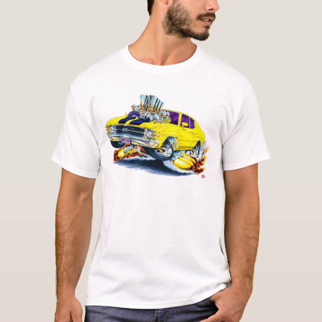 1971-72 Chevelle Yellow-Black Car T-Shirt (Front)
