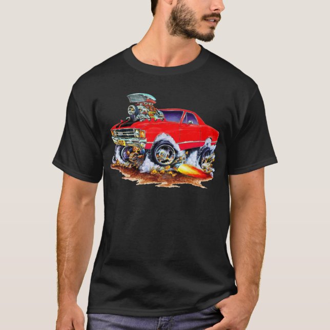 1971-72 El Camino Red-Black 4x4 Monster Truck T-Shirt (Front)