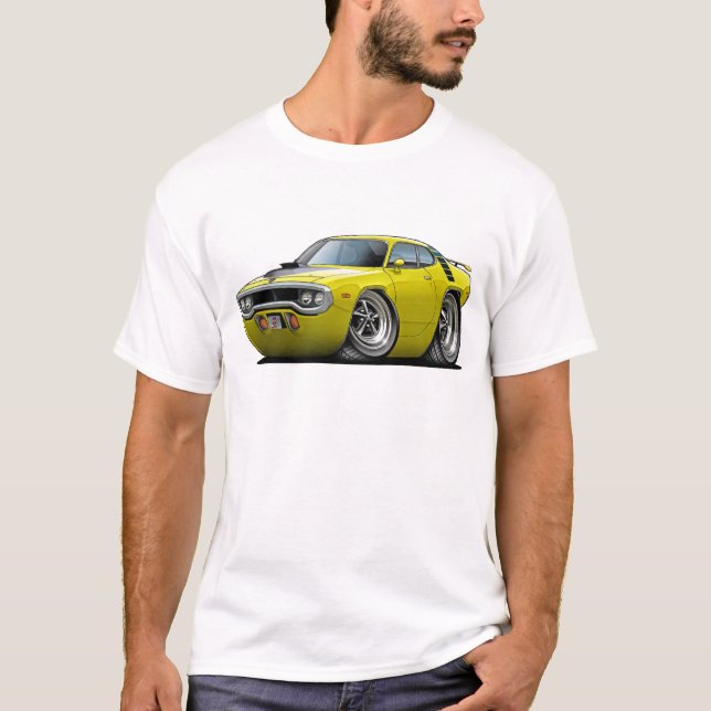 1971-72 Roadrunner Yellow-Black Car T-Shirt (Front)