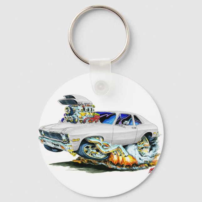 1971-74 Nova White Car Key Ring (Front)