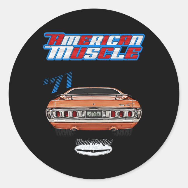 1971 Chargersuper Beehot Rodmuscle Carmagnumwedger Classic Round Sticker (Front)