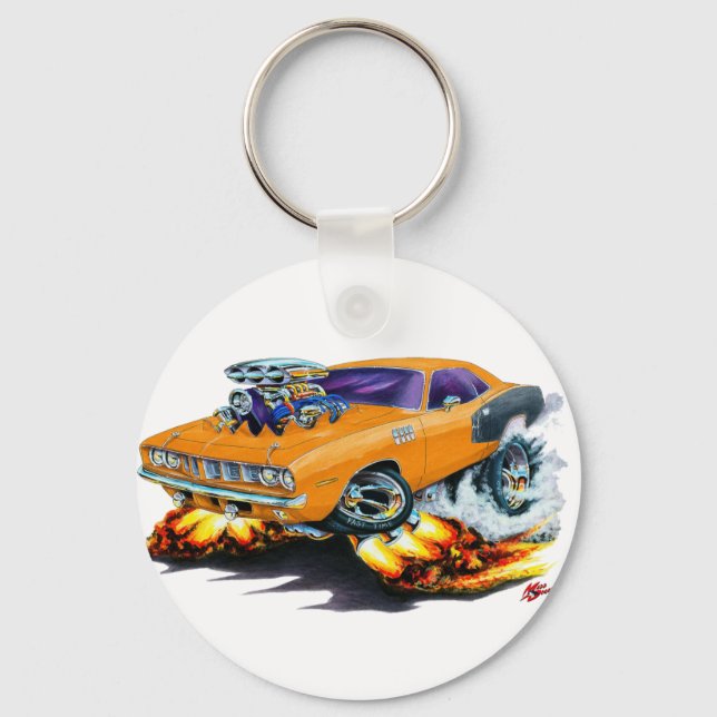 1971 Hemi Cuda Orange Car Key Ring (Front)