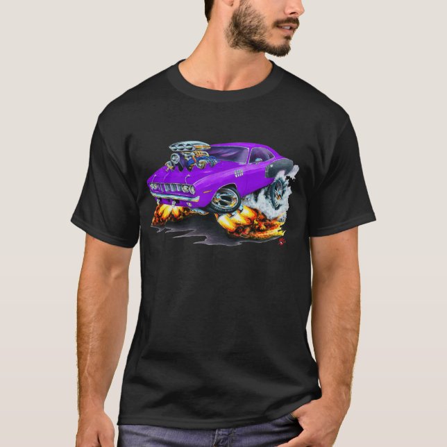 1971 Hemi Cuda Purple Car T-Shirt (Front)