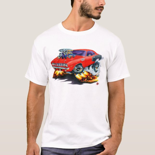 1971 Hemi Cuda Red Car T-Shirt (Front)