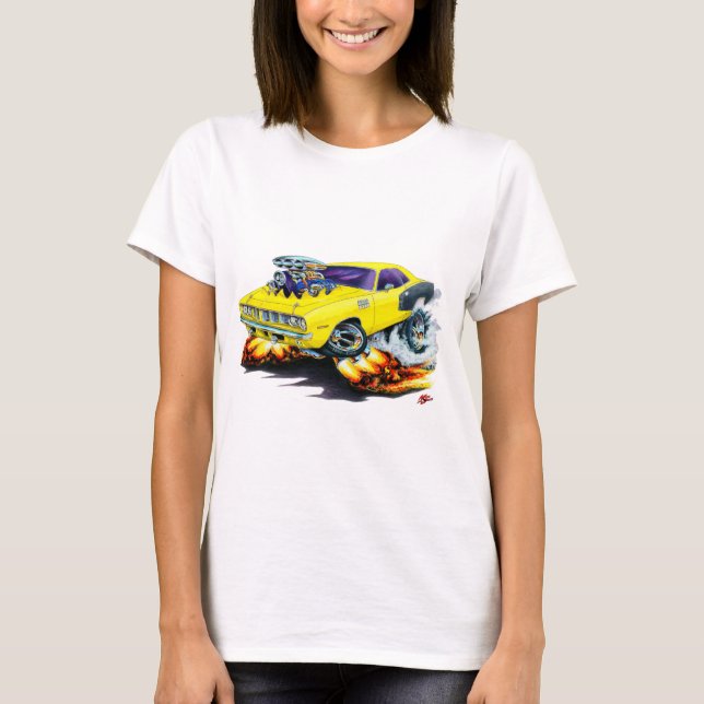 1971 Hemi Cuda Yellow Car T-Shirt (Front)