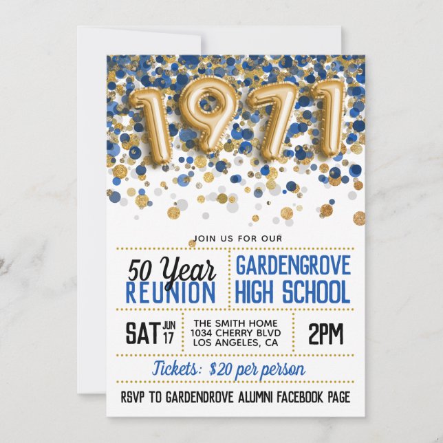 1971 High School College Reunion Invitation (Front)