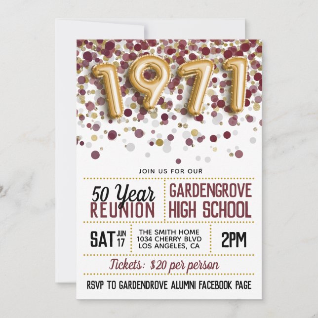 1971 High School College Reunion Invitation (Front)