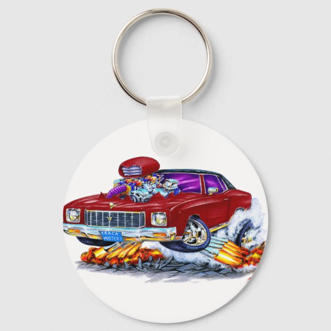 1971 Monte Carlo Maroon Car Key Ring (Front)