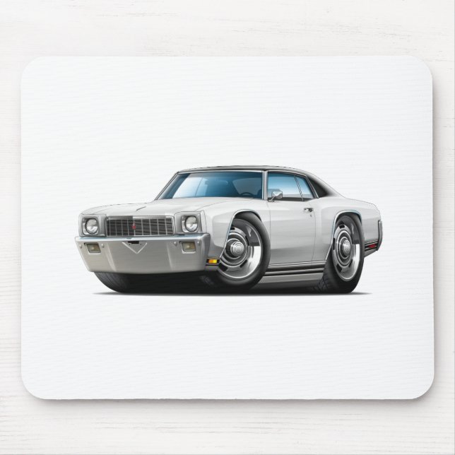 1971 Monte Carlo White-Black Top Car Mouse Mat (Front)