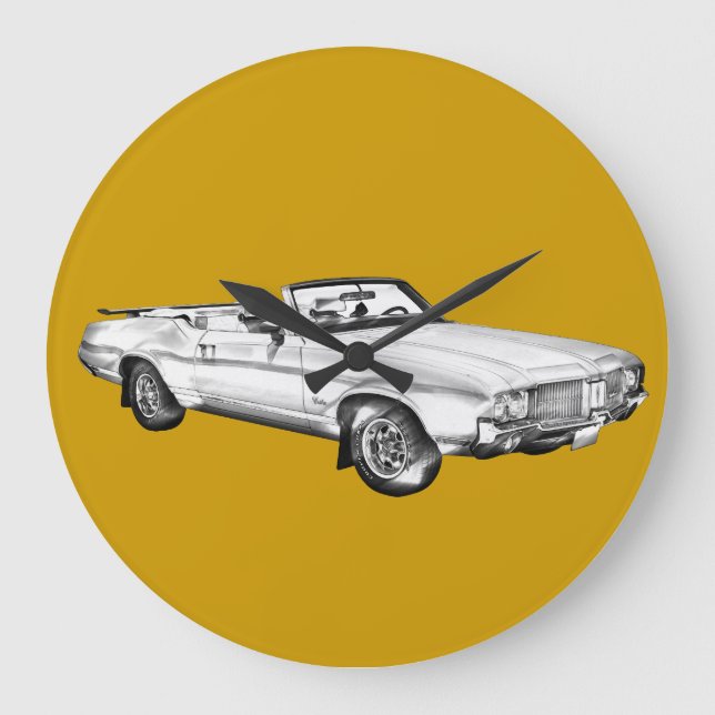 1971 Oldsmobile Cutlass Supreme Car Illustration Large Clock (Front)