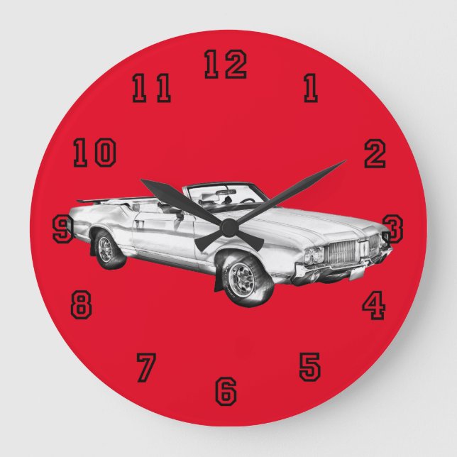 1971 Oldsmobile Cutlass Supreme Car Illustration Large Clock (Front)