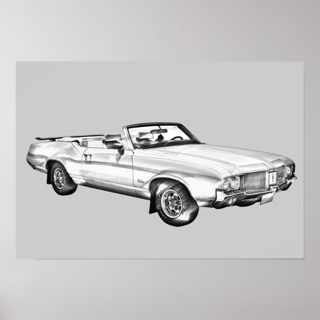 1971 Oldsmobile Cutlass Supreme Car Illustration Poster (Front)