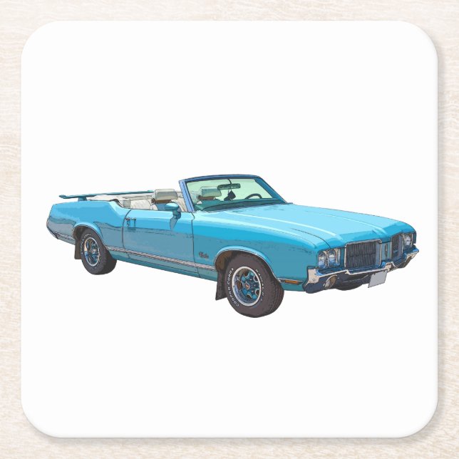 1971 Oldsmobile Cutlass Supreme Muscle Car Square Paper Coaster (Front)