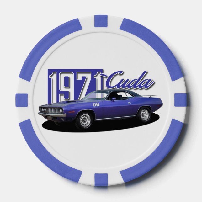 1971 Plymouth Barracuda Cuda Mopar Muscle Car Poker Chips (Front)