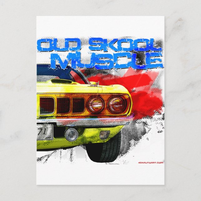1971 Plymouth Cuda "Old Skool Muscle" Postcard (Front)