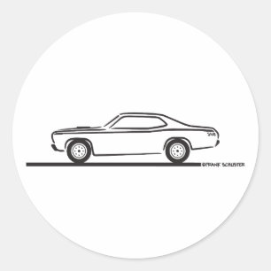 1971 Plymouth Duster Classic Round Sticker