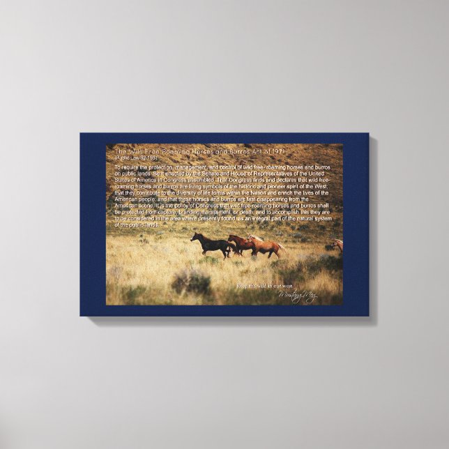 1971 Wild Free Roaming Horses & Burros Act Canvas Print (Front)