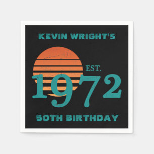 1972 50th Birthday Vintage Sunset Napkin