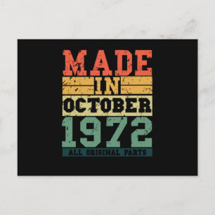 1972 Birthday october Vintage Saying Postcard