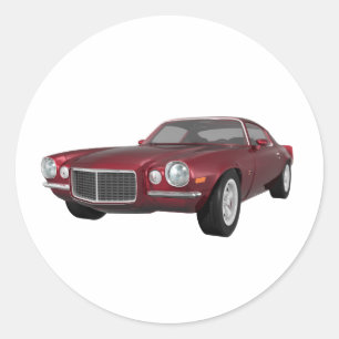 1972 Camaro: Muscle Car: Candy Apple Finish: Classic Round Sticker