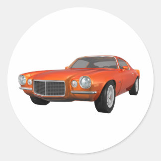 1972 Camaro: Muscle Car: Orange Finish: Classic Round Sticker