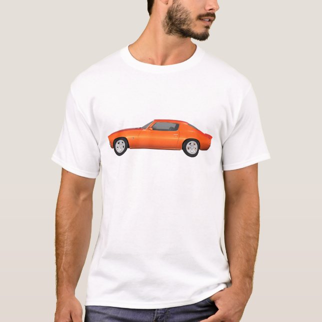 1972 Camaro: Muscle Car: Orange Finish: T-Shirt (Front)
