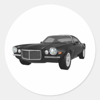1972 Camaro Z28: Muscle Car: Black Finish Classic Round Sticker