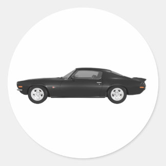 1972 Camaro Z28: Muscle Car: Black Finish Classic Round Sticker