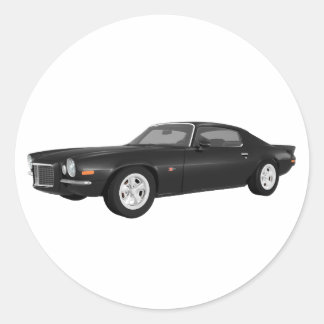 1972 Camaro Z28: Muscle Car: Black Finish Classic Round Sticker