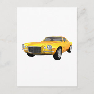 1972 Camaro Z28: Muscle Car: Yellow Finish: Postcard