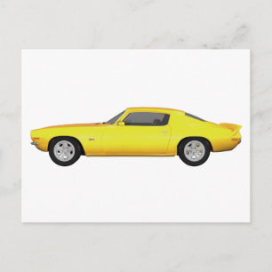 1972 Camaro Z28: Muscle Car: Yellow Finish: Postcard