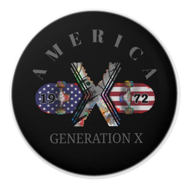 1972 Generation X American Skateboard Ceramic Knob (Front)