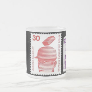 "1972 German Worker Safety Stamps" Frosted Glass Coffee Mug
