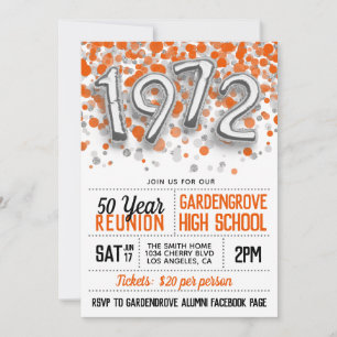 1972 High School College Reunion Invitation